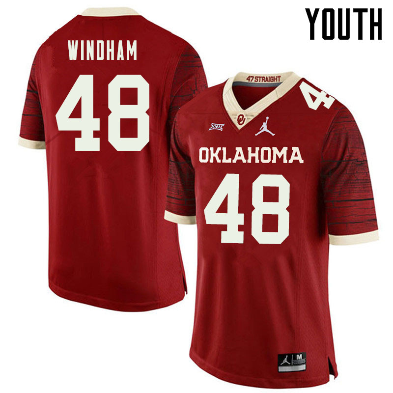 Jordan Brand Youth #48 Eric Windham Oklahoma Sooners College Football Jerseys Sale-Retro - Click Image to Close